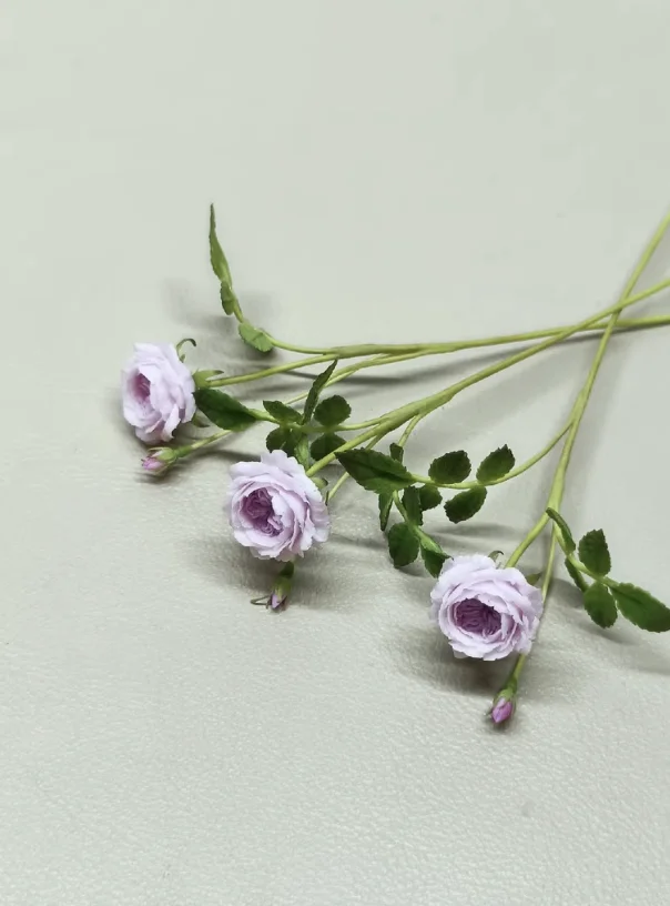 Handmade Clay Vine Plants Collection: Wisteria, Ivy & Rose Vine Miniatures with Lotus & Chrysanthemum for 1:6 Dollhouse Garden