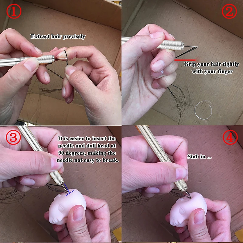 0.8mm DIY Doll Hair Reroot Needle Kit Repaint Baby Head Reborn Hair Rooting Tools Wig Making Supplies