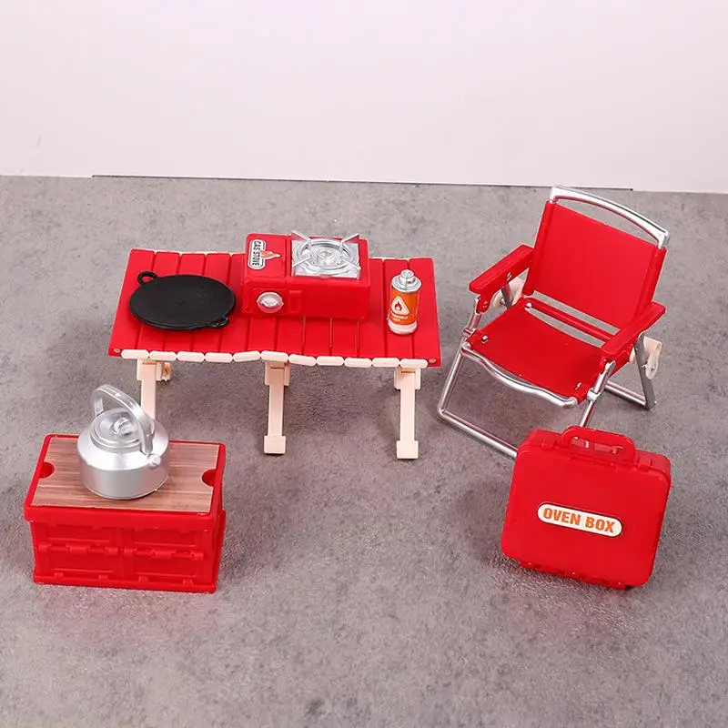 Dollhouse Miniature Camping Picnic Set Folding Chair Gas Stoves Model Decor Toy Doll House Accessories