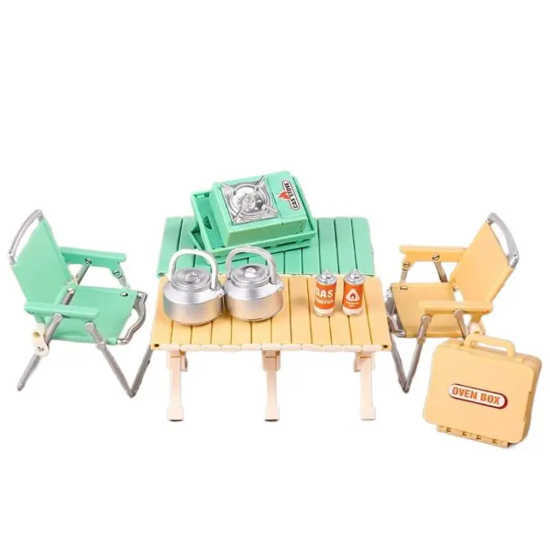 Dollhouse Miniature Camping Picnic Set Folding Chair Gas Stoves Model Decor Toy Doll House Accessories