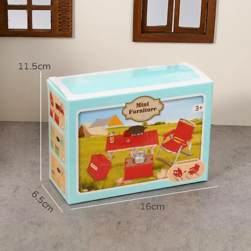 Dollhouse Miniature Camping Picnic Set Folding Chair Gas Stoves Model Decor Toy Doll House Accessories
