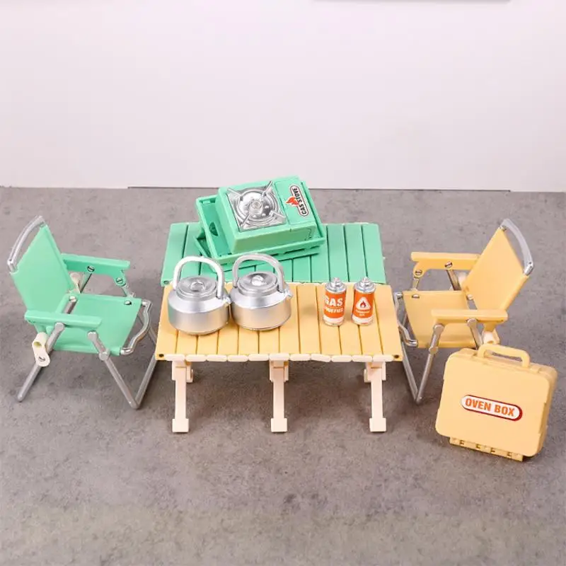 Dollhouse Miniature Camping Picnic Set Folding Chair Gas Stoves Model Decor Toy Doll House Accessories