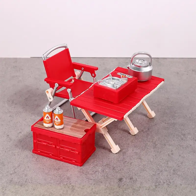 Dollhouse Miniature Camping Picnic Set Folding Chair Gas Stoves Model Decor Toy Doll House Accessories