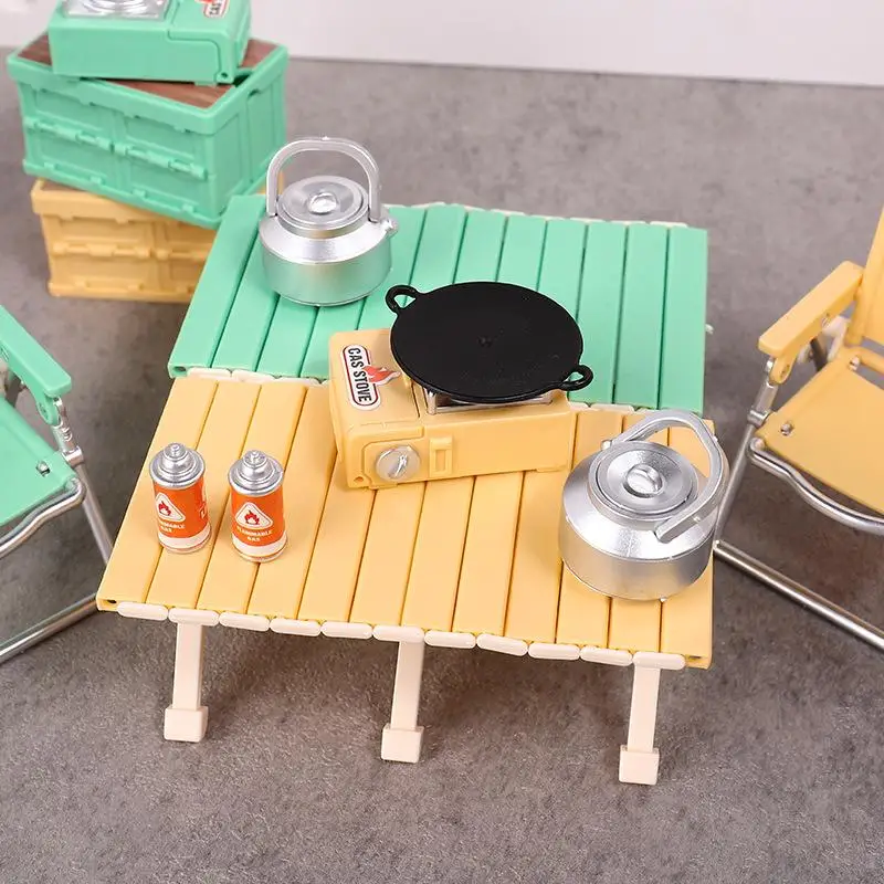 Dollhouse Miniature Camping Picnic Set Folding Chair Gas Stoves Model Decor Toy Doll House Accessories
