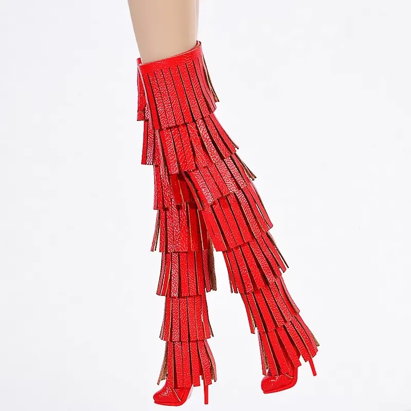 Doll Shoes Parts 1/6 Supermodel Doll Fashion Versatile Knee-High Boots Senior Sense Tassel Boots For FR2 Babi Royalty Obitsu