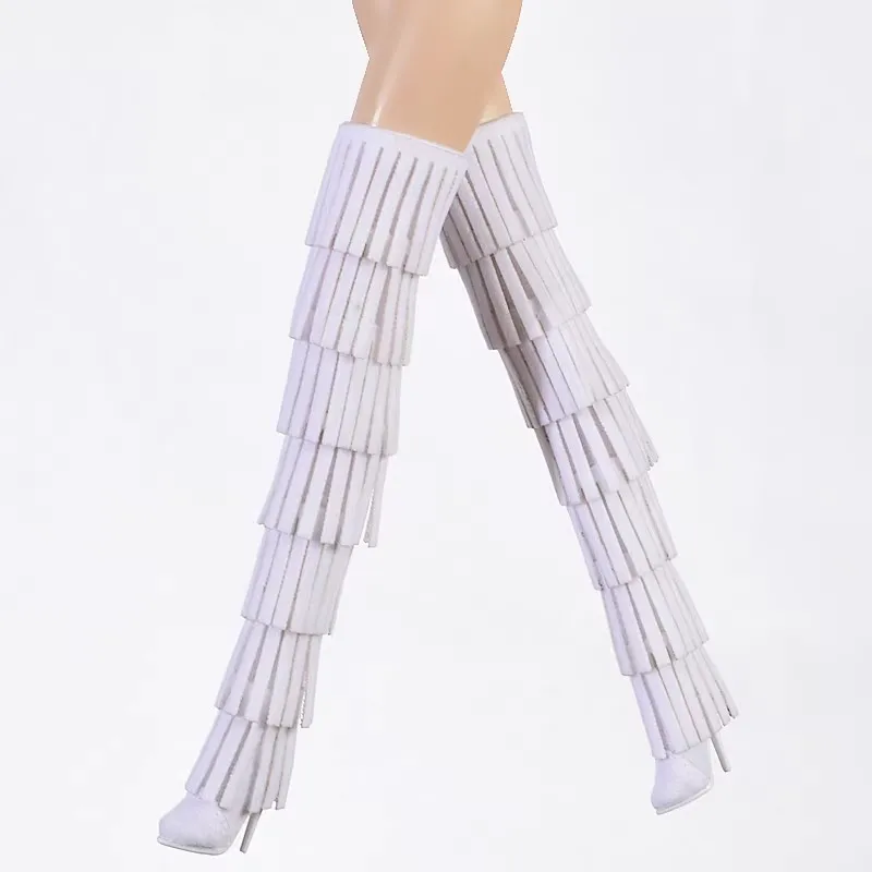 Doll Shoes Parts 1/6 Supermodel Doll Fashion Versatile Knee-High Boots Senior Sense Tassel Boots For FR2 Babi Royalty Obitsu