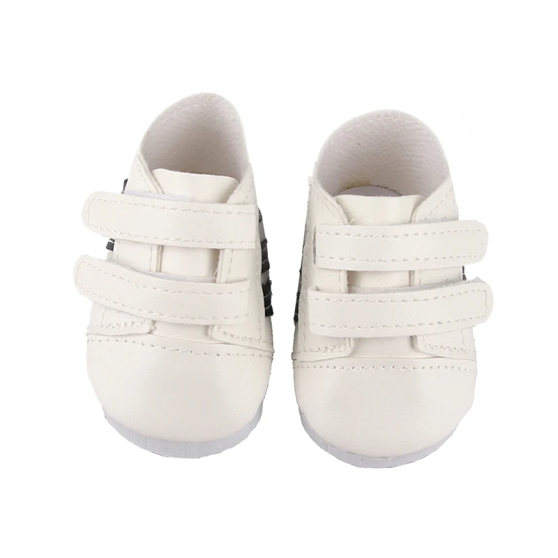 7cm Hook-And-Loop Doll Sneakers Pu Leather Doll Shoes Mini Cloth Shoes For 18-inch American & OG,43cm Baby Newborn Girl Dolls