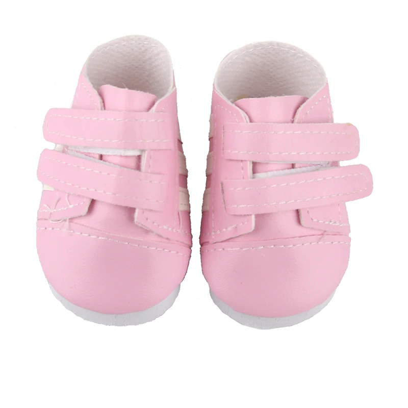 7cm Hook-And-Loop Doll Sneakers Pu Leather Doll Shoes Mini Cloth Shoes For 18-inch American & OG,43cm Baby Newborn Girl Dolls