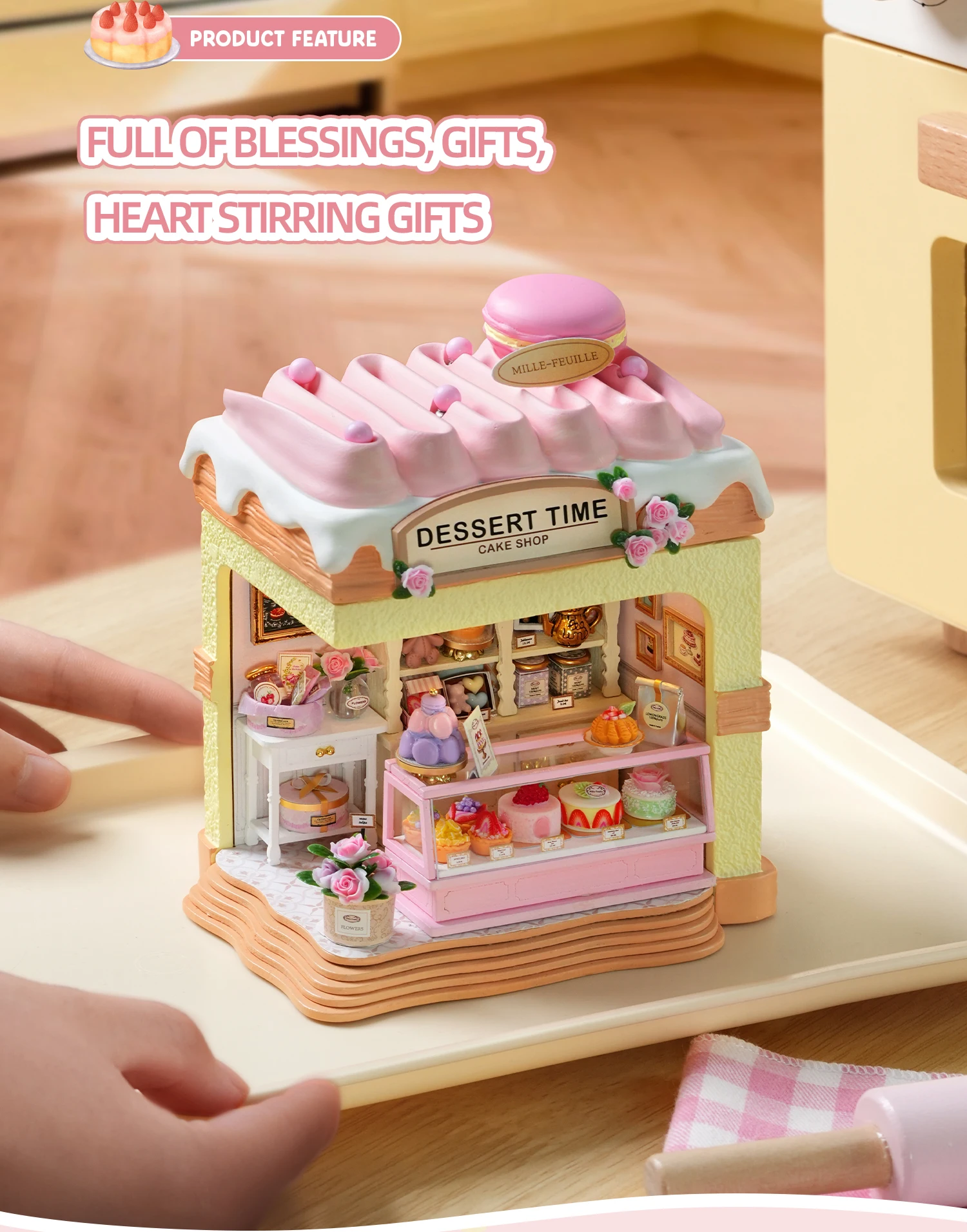 DIY Miniature Dollhouse Cake Shop 3D Wooden Puzzle Mini House Kit Handmade Mini Bakery Model Perfect Birthday Gift