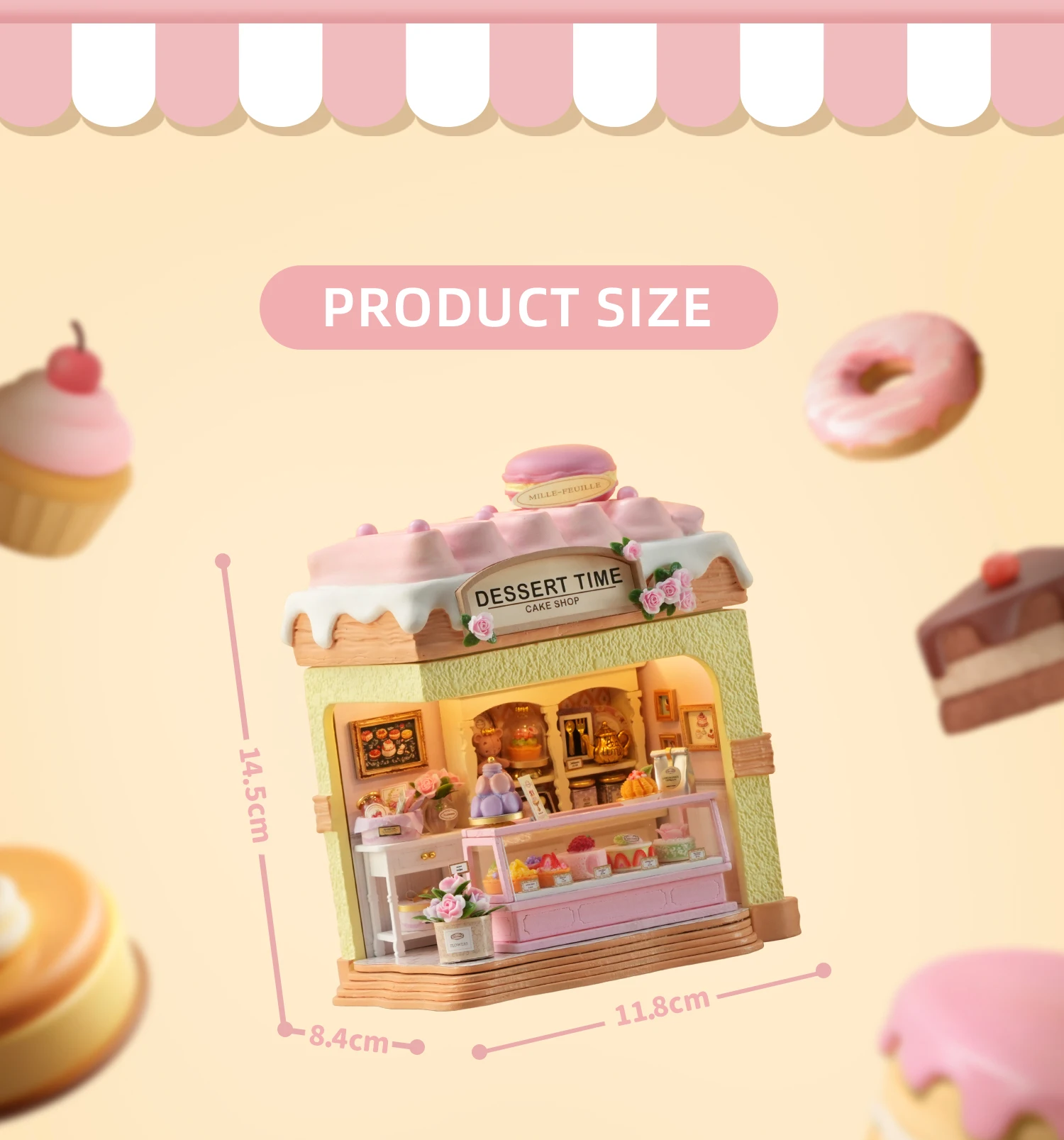 DIY Miniature Dollhouse Cake Shop 3D Wooden Puzzle Mini House Kit Handmade Mini Bakery Model Perfect Birthday Gift