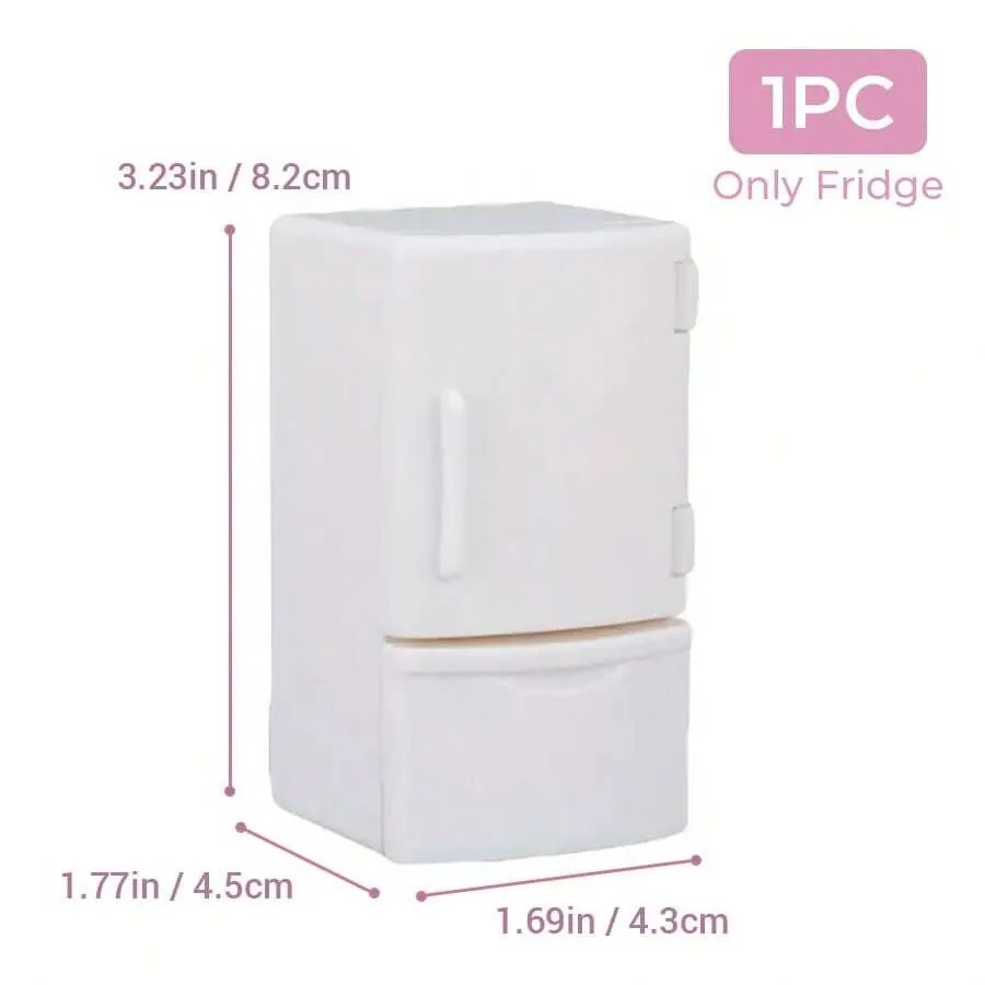 1 Piece Dollhouse Furniture Miniature Refrigerator: Upper and Lower Layer Single Door Fridge Model, 1/12 Scale Mini fridge