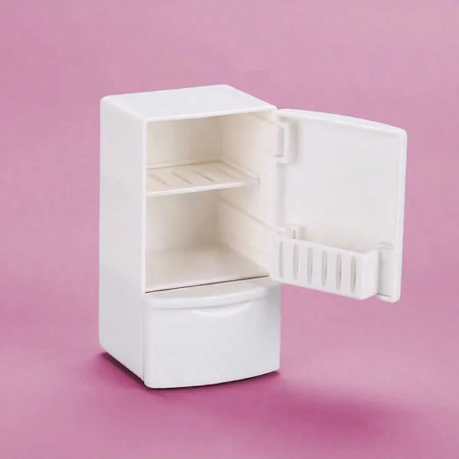 1 Piece Dollhouse Furniture Miniature Refrigerator: Upper and Lower Layer Single Door Fridge Model, 1/12 Scale Mini fridge