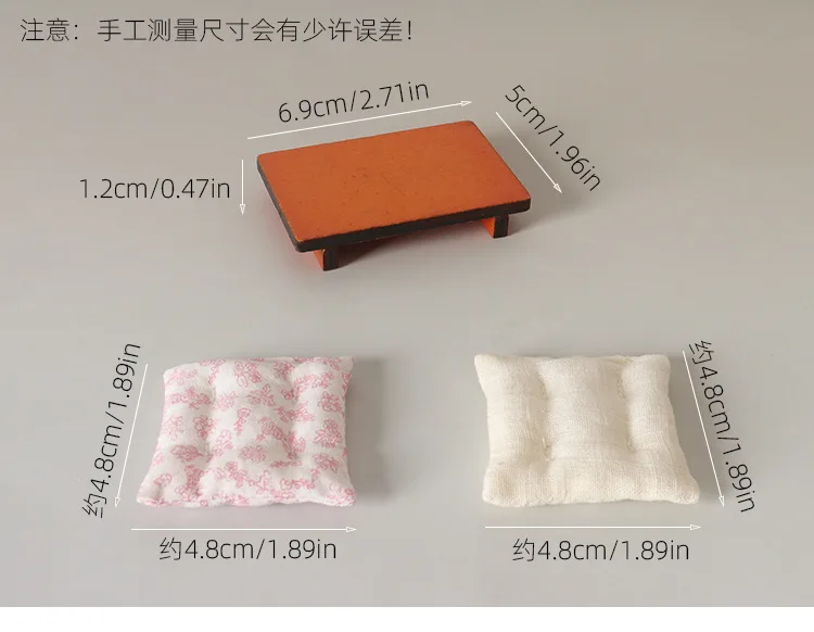 1:12 Miniature Dollhouse Living RoomSet,Tiny LowTable & Floral Cushions, Japanese Tatami Style Diorama Props for Pretend Play