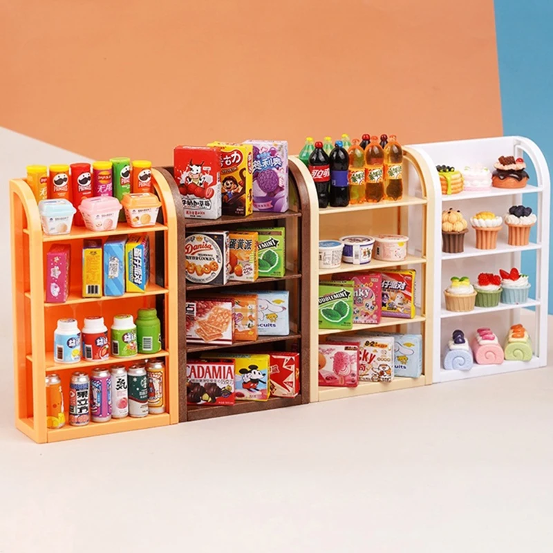 VP 1PC new 1:12 Dollhouse Miniature Supermarket Shelf Display Stand Storage Rack Scene Decor Toy Doll House Accessories