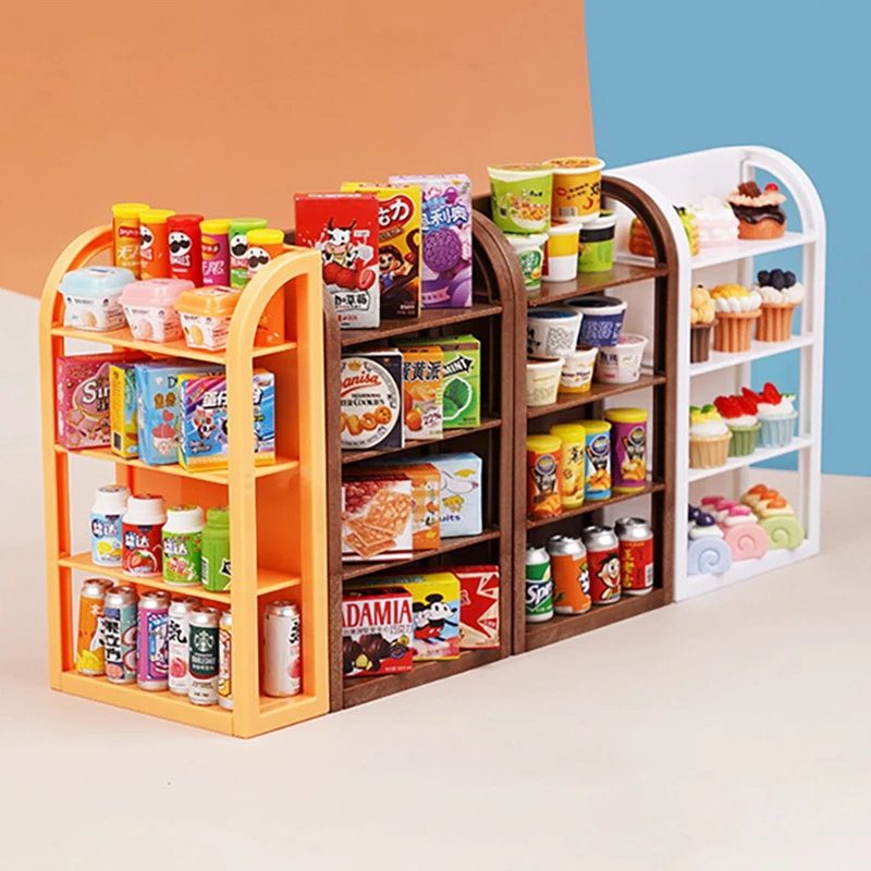 VP 1PC new 1:12 Dollhouse Miniature Supermarket Shelf Display Stand Storage Rack Scene Decor Toy Doll House Accessories
