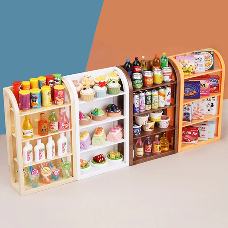 VP 1PC new 1:12 Dollhouse Miniature Supermarket Shelf Display Stand Storage Rack Scene Decor Toy Doll House Accessories