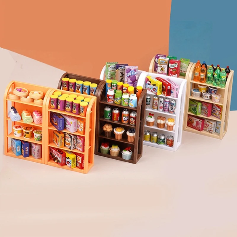 VP 1PC new 1:12 Dollhouse Miniature Supermarket Shelf Display Stand Storage Rack Scene Decor Toy Doll House Accessories