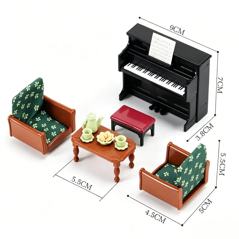 Forest Animal Family Dollhouse Furniture 1/12 Miniature Toys Girl Dolls Accessories Bedroom Bathroom Dollhouse Kit For Dolls