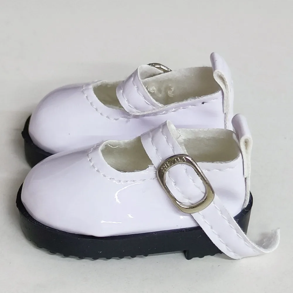Mini Flat Bottomed Toy Shoes Bottomed Glossy 4.7cm X 2.5cm Leather Shoes Leather DIY Doll Shoes 1/6 Point Doll