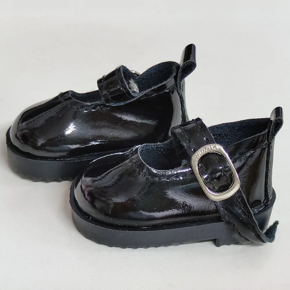 Mini Flat Bottomed Toy Shoes Bottomed Glossy 4.7cm X 2.5cm Leather Shoes Leather DIY Doll Shoes 1/6 Point Doll