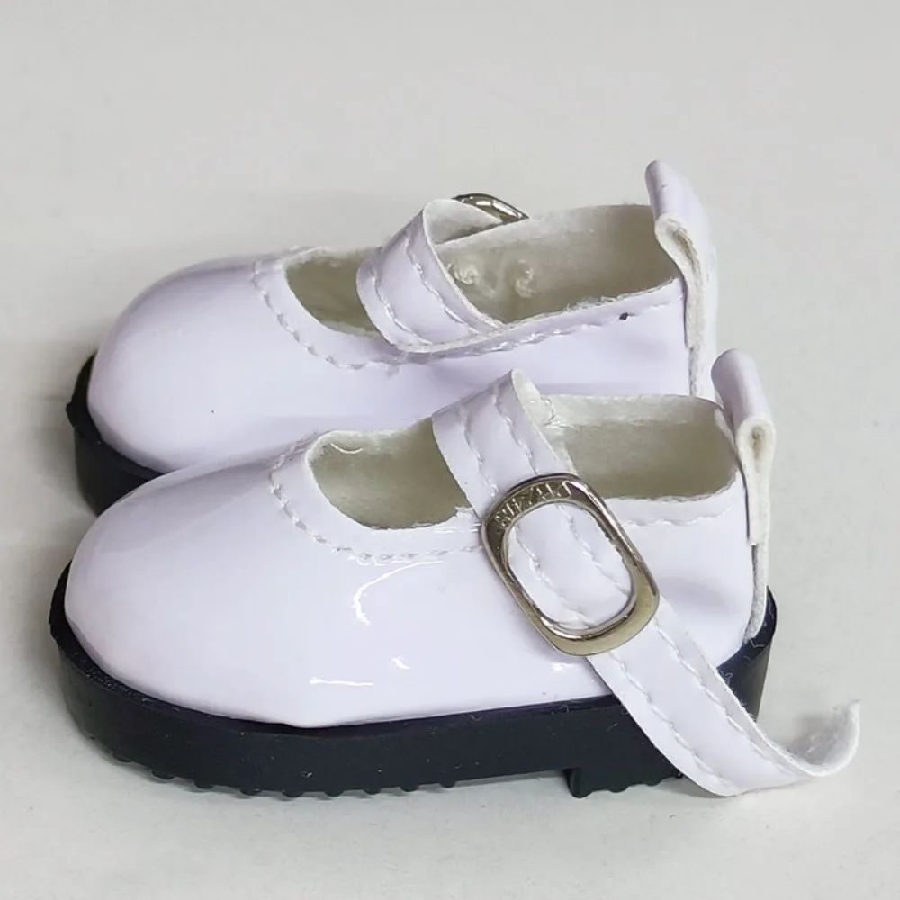 Mini Flat Bottomed Toy Shoes Bottomed Glossy 4.7cm X 2.5cm Leather Shoes Leather DIY Doll Shoes 1/6 Point Doll