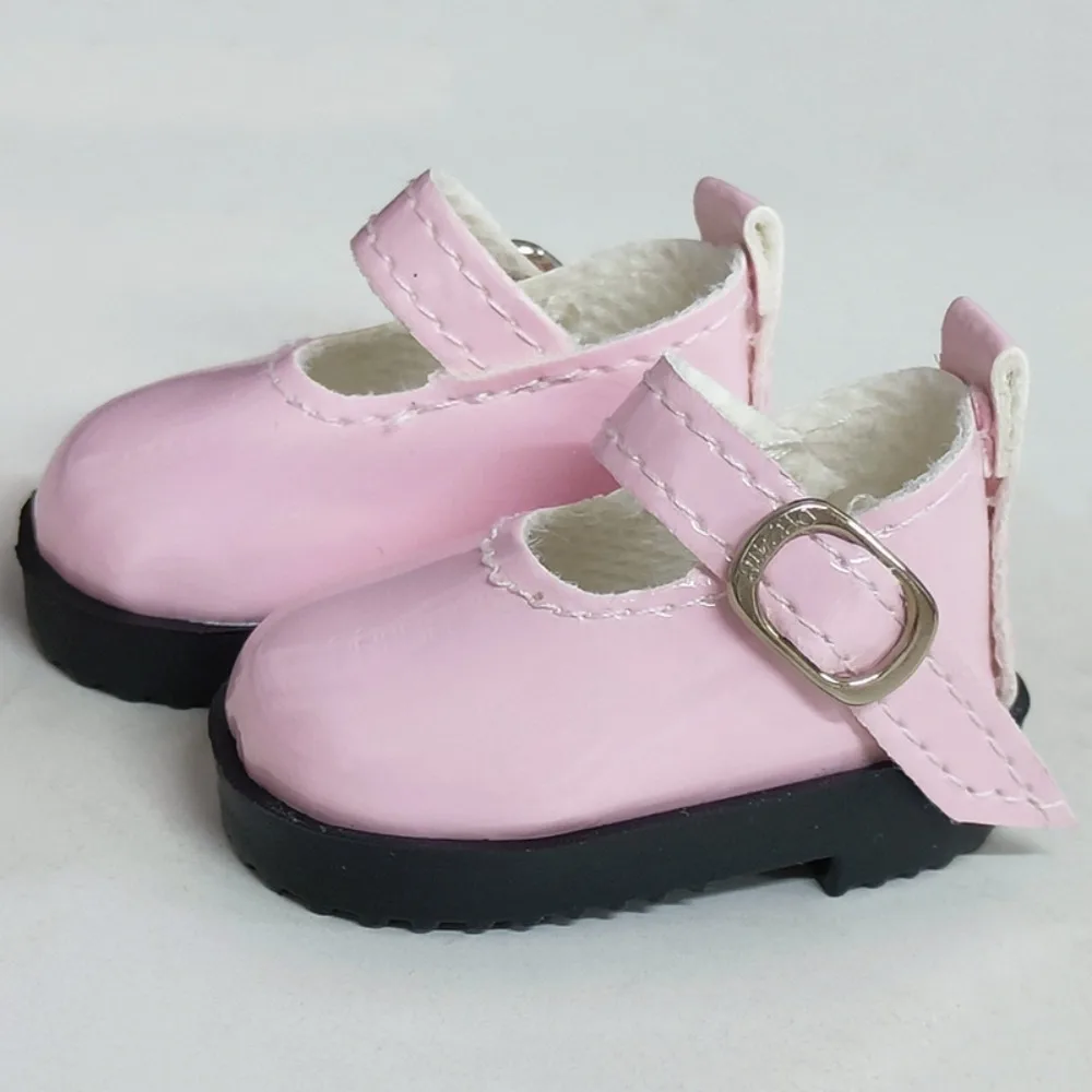 Mini Flat Bottomed Toy Shoes Bottomed Glossy 4.7cm X 2.5cm Leather Shoes Leather DIY Doll Shoes 1/6 Point Doll