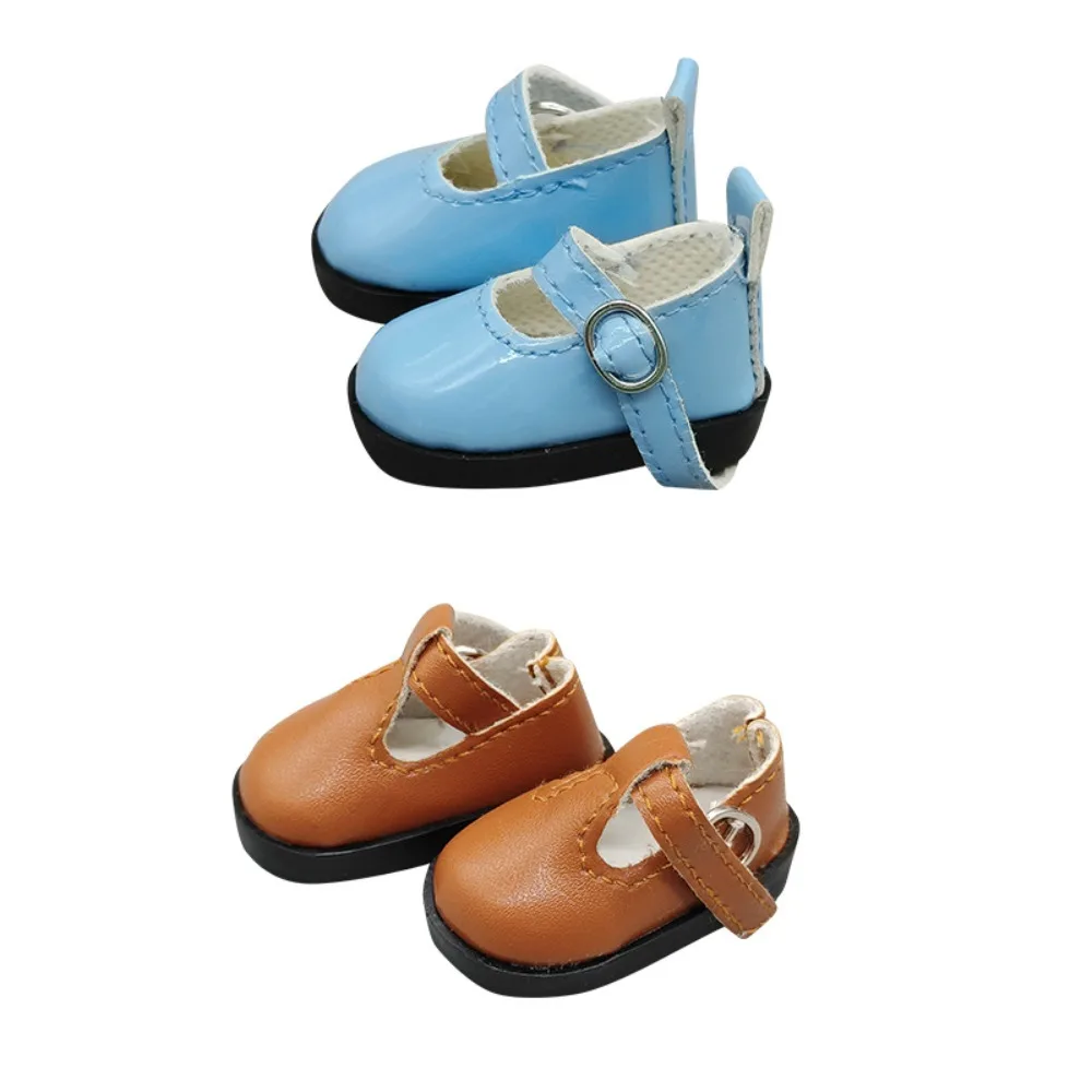 Mini Flat Bottomed Toy Shoes Bottomed Glossy 4.7cm X 2.5cm Leather Shoes Leather DIY Doll Shoes 1/6 Point Doll
