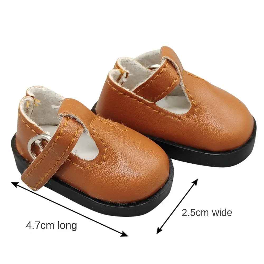 Mini Flat Bottomed Toy Shoes Bottomed Glossy 4.7cm X 2.5cm Leather Shoes Leather DIY Doll Shoes 1/6 Point Doll