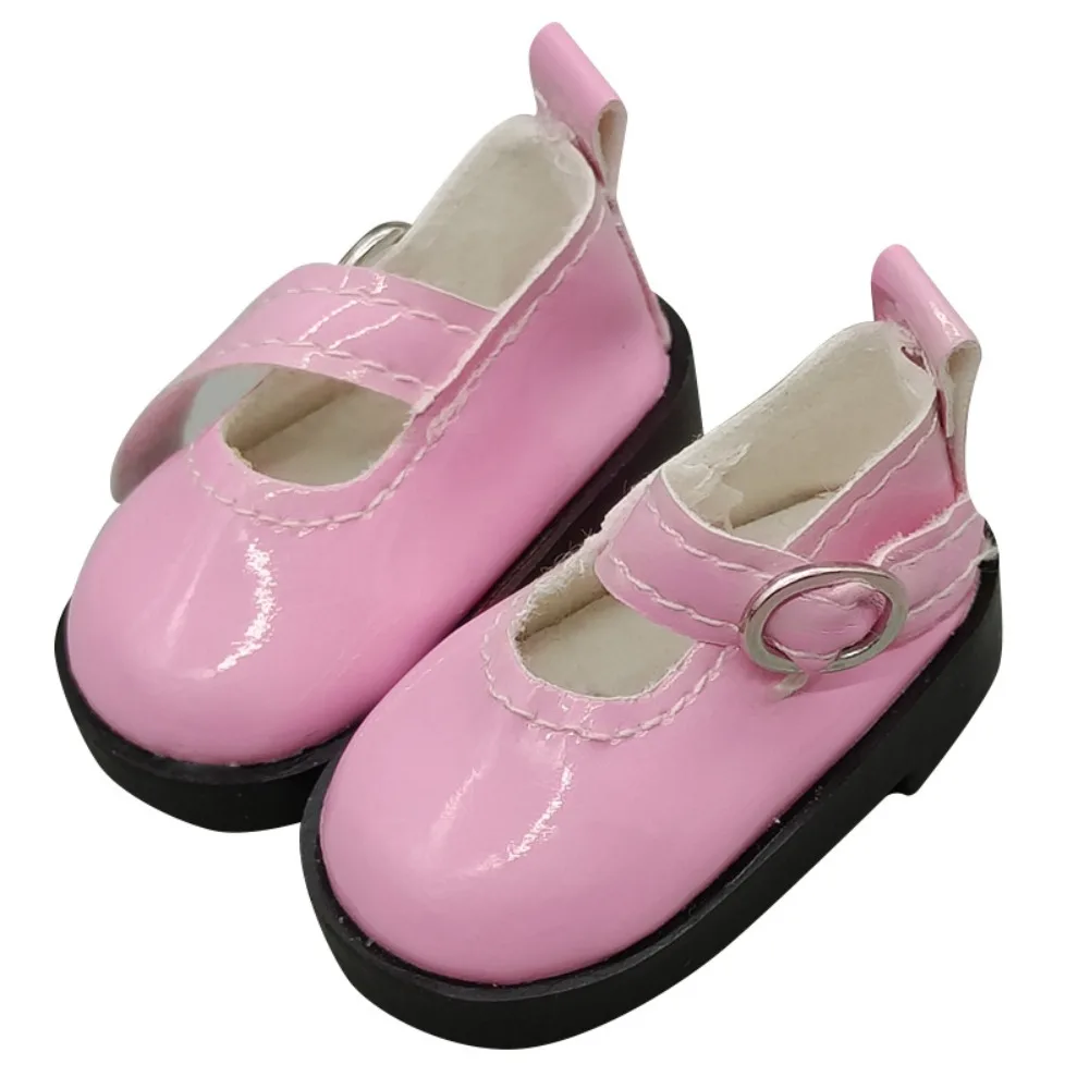 Mini Flat Bottomed Toy Shoes Bottomed Glossy 4.7cm X 2.5cm Leather Shoes Leather DIY Doll Shoes 1/6 Point Doll