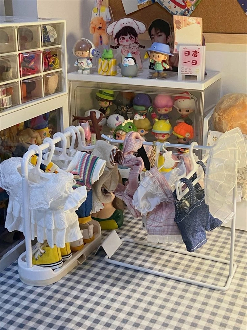 Suit 10-20cm Cotton Doll BJD Doll Outfit Clothes Hanger For Labubu Doll Clothing Hanger Support Rack Set Dollhouse Accessories