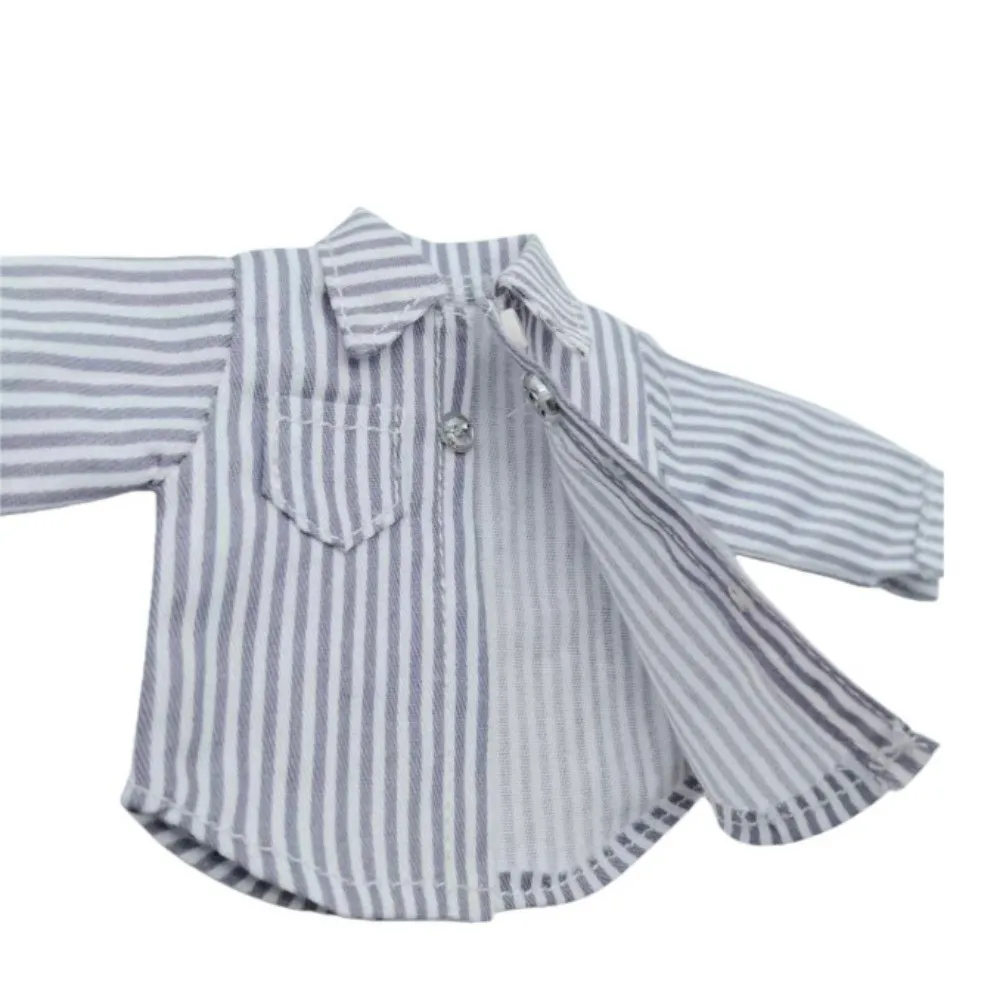For 1/8 Dolls Clothes Sharp Collar Shirt 2026 New Stripe Shirt Cute Cartoon Doll Dress Up Tie Action Figure Trendy Doll Clothes