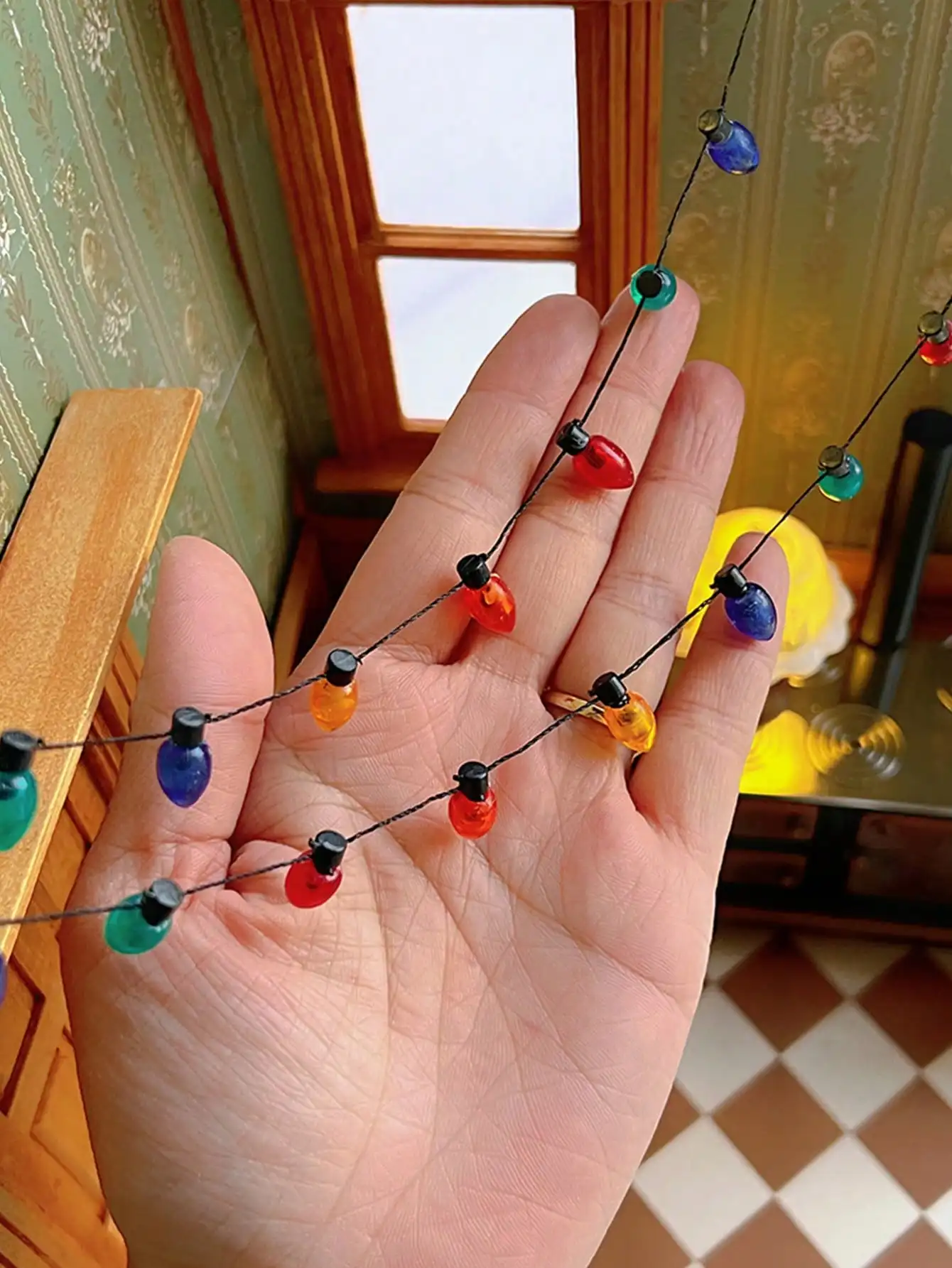 2m Doll House Miniature Lighting String: 1/12 Scale Mini Fake Lamps For New Year, Easter, Holiday Celebration, Party Decor Scene