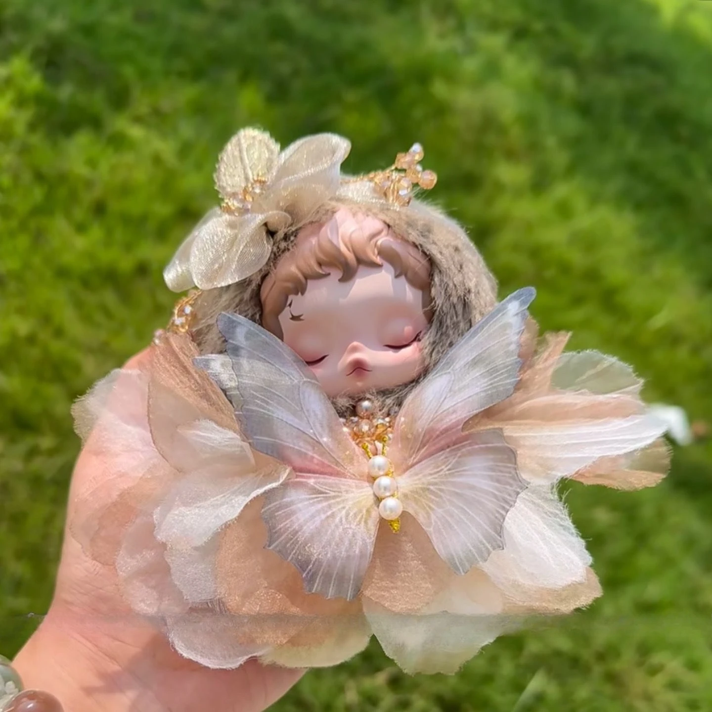 Doll Clothes For Skullpanda Light Weaving Garden Exquisite Fairy Skirt Butterfly Flower Hair Ring Set Replacement Accessories