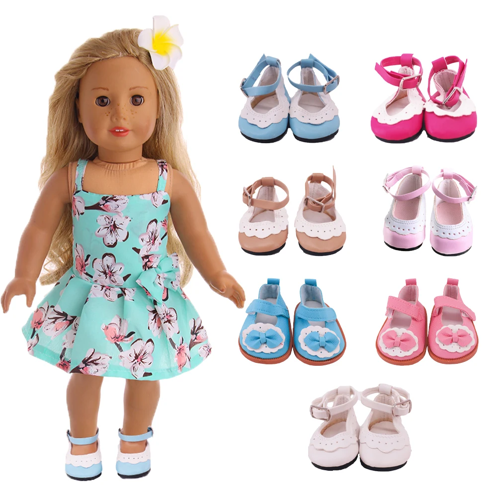 Suitable For 18 Inch Dolls, 43cm Doll Shoes, Sweet And Fashionable Lace Leather Shoes, Bow Leather Shoes, Children's Gifts