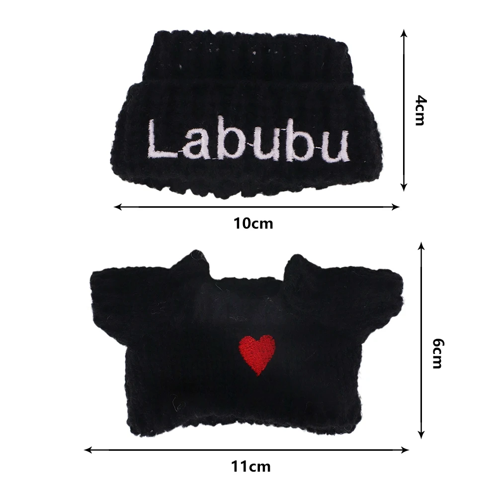 For Labubu Doll Headband+Sweater+Camera Warm Cute Outfit Accessories For 17CM Plush Doll Clothes,Festival Birthday Gift Girl Toy