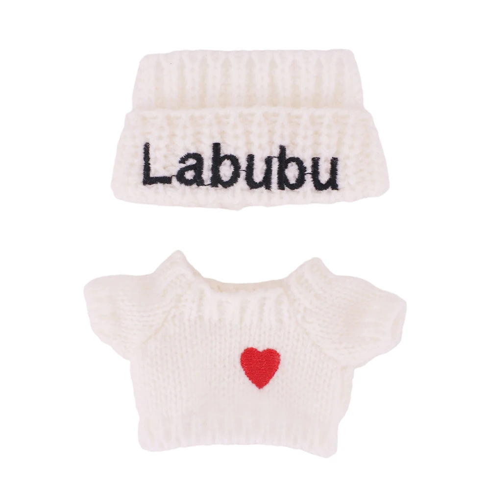For Labubu Doll Headband+Sweater+Camera Warm Cute Outfit Accessories For 17CM Plush Doll Clothes,Festival Birthday Gift Girl Toy
