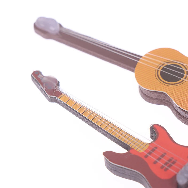 1/6 Dollhouse Miniature Wooden Electric Guitar With Stand Model Instrument Toy