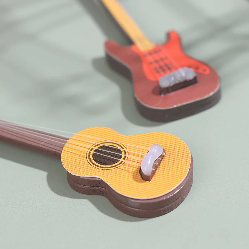 1/6 Dollhouse Miniature Wooden Electric Guitar With Stand Model Instrument Toy