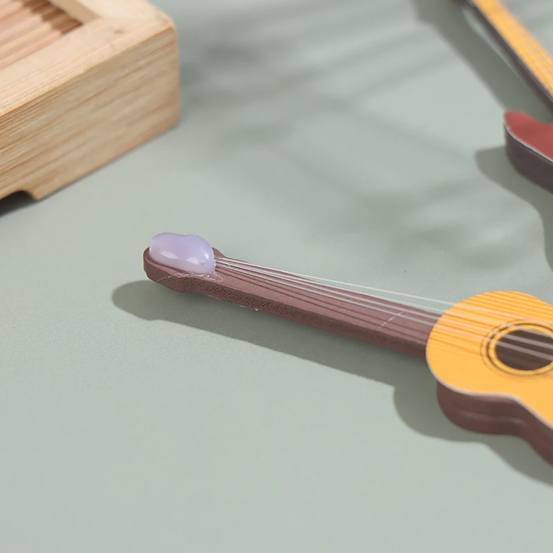 1/6 Dollhouse Miniature Wooden Electric Guitar With Stand Model Instrument Toy