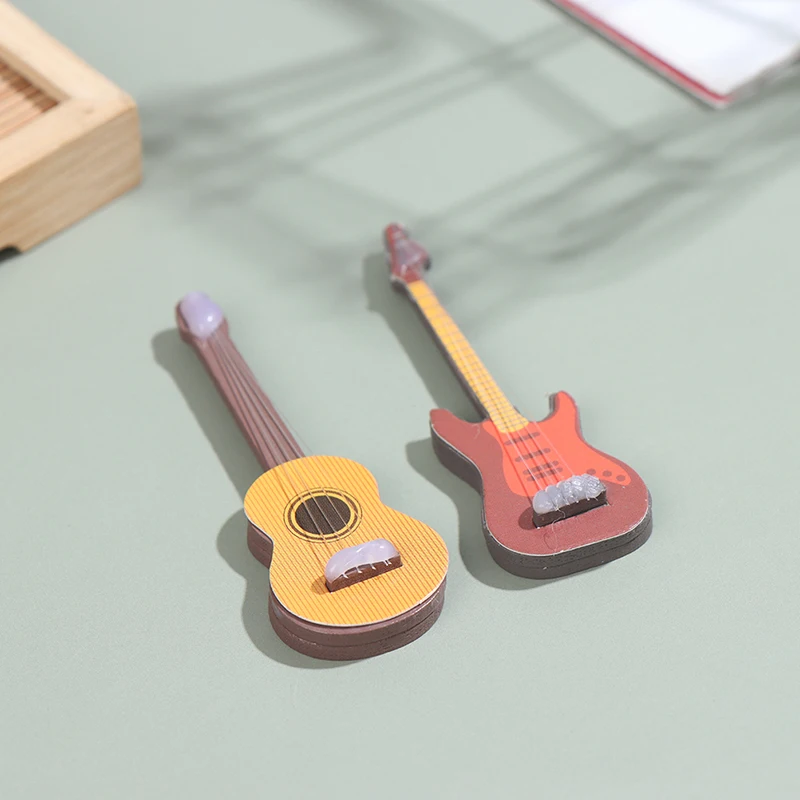 1/6 Dollhouse Miniature Wooden Electric Guitar With Stand Model Instrument Toy