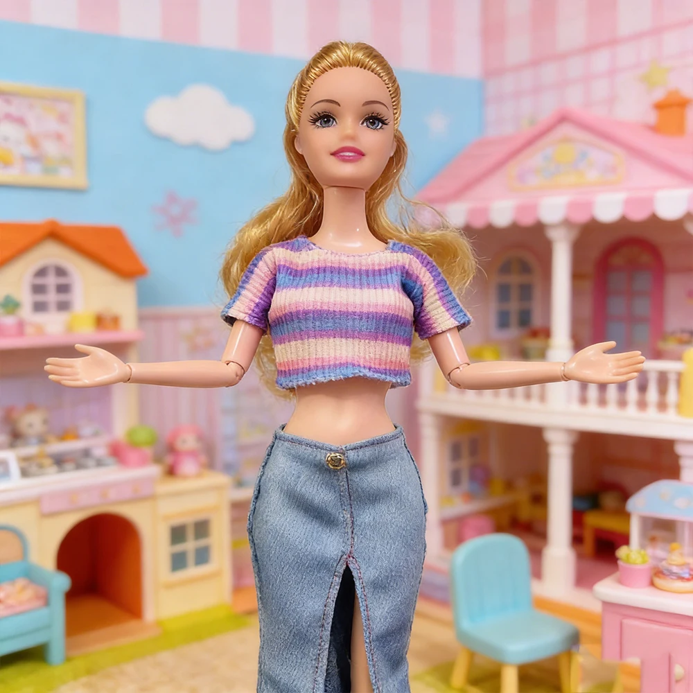 4 Sets Fashion Casual Clothes for 11.5 Inch/30cm Doll Comfortable Doll Outfit Dress Up Accessories Sweet Princess Style DIY