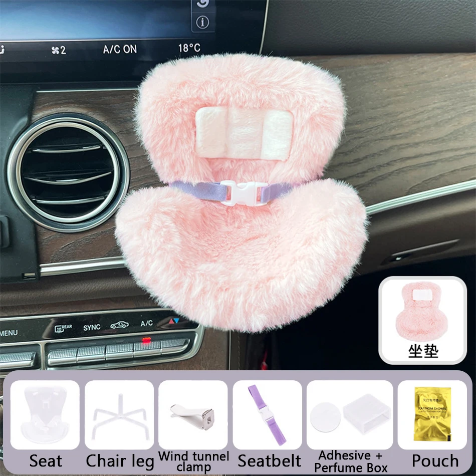 Various Styles For Labubu Cartoon Plush Safety Seat Cute Doll Air Outlet Aromatherapy Decoration Car Interior Accessories