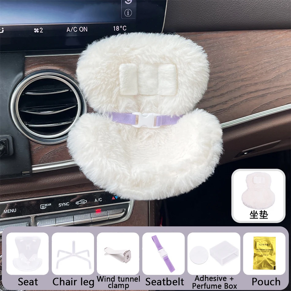 Various Styles For Labubu Cartoon Plush Safety Seat Cute Doll Air Outlet Aromatherapy Decoration Car Interior Accessories