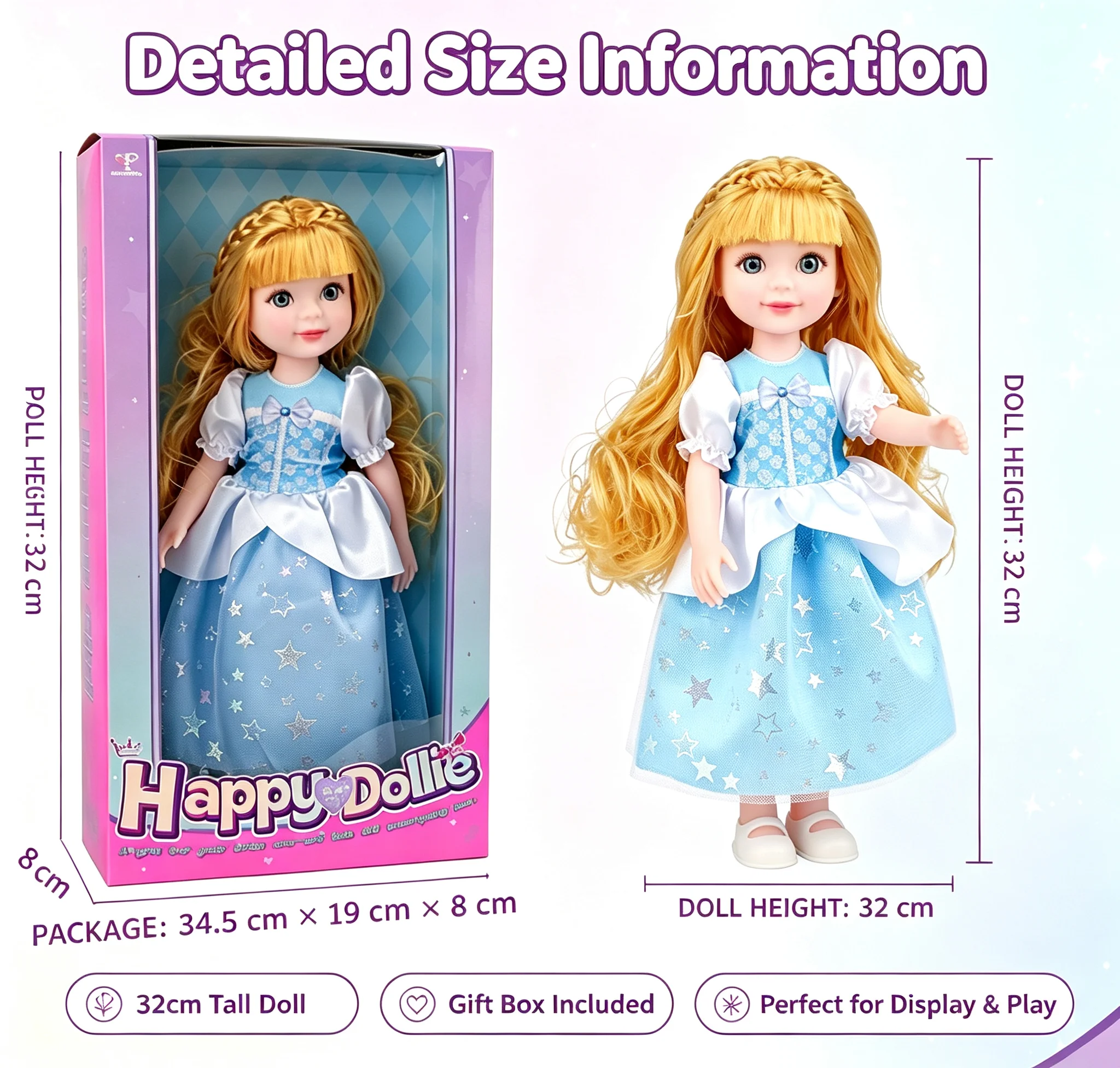 1Pc Soft Vinyl Princess Doll Gift Box with Outfits, cute dress-up figure, gentle pretend play birthday & holiday gift for girls