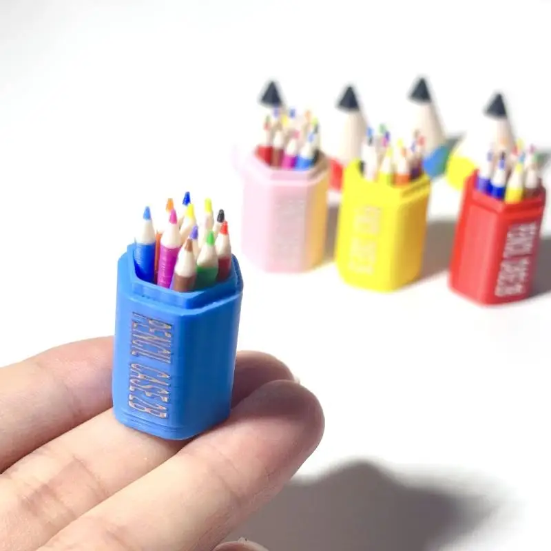 10/12Pcs Kid Pretend Play Toy Dollhouse Miniature Colored Pen Mini Pencil School Supplies Model Doll House Accessories【AliS8】