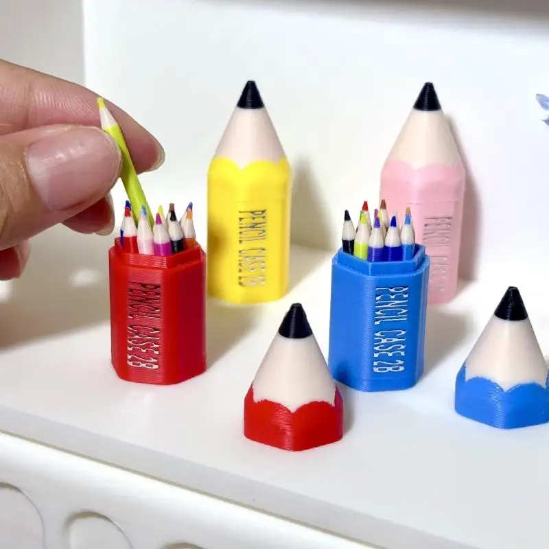 10/12Pcs Kid Pretend Play Toy Dollhouse Miniature Colored Pen Mini Pencil School Supplies Model Doll House Accessories【AliS8】