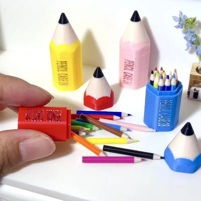 10/12Pcs Kid Pretend Play Toy Dollhouse Miniature Colored Pen Mini Pencil School Supplies Model Doll House Accessories【AliS8】