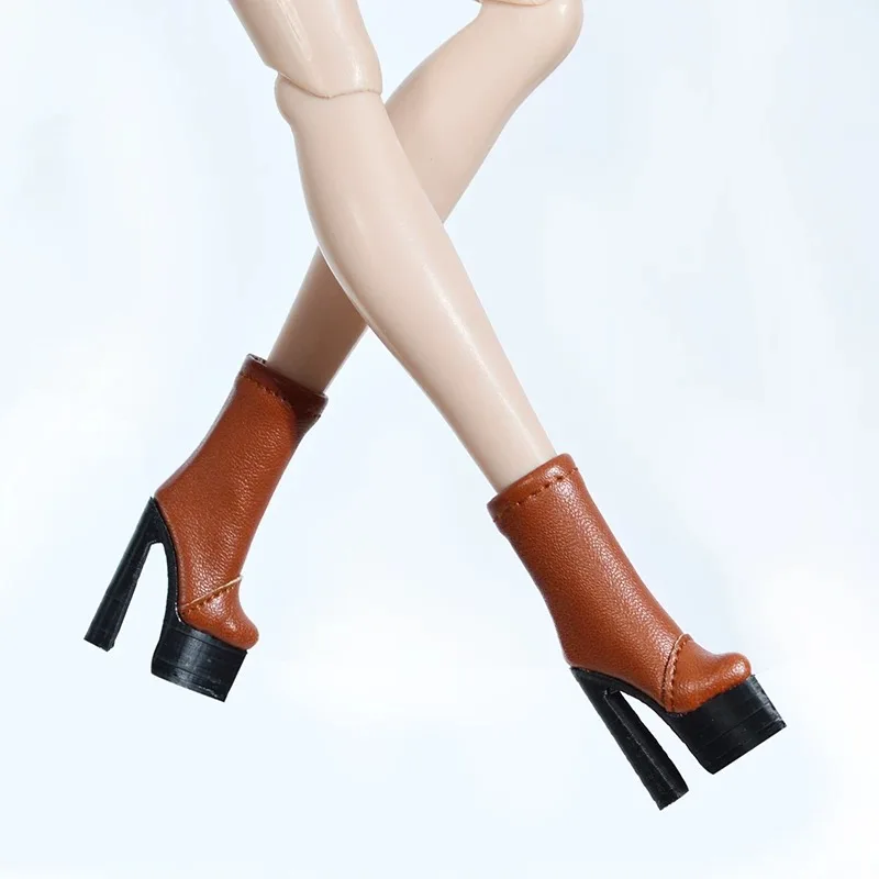 Doll Shoes Parts 1/6 Supermodel Doll Original Design Fashion Denim High Heels Trend Chunky Soles Boots For FR2 Nu.face Babi