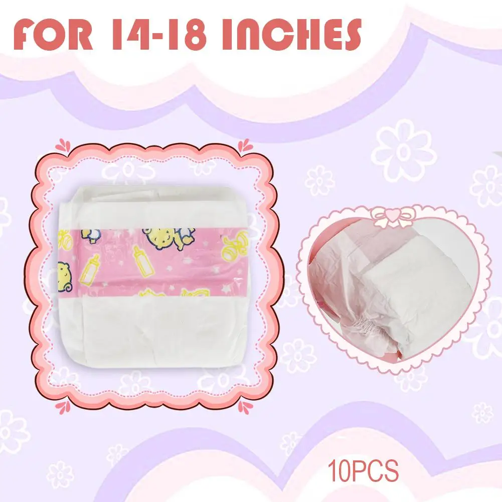 10pcs Diapers Baby Dolls Play House Diapers For 14-18 Inch Bebe Doll Accessories Toy Child Toy Gift Baby Dolls Decorate