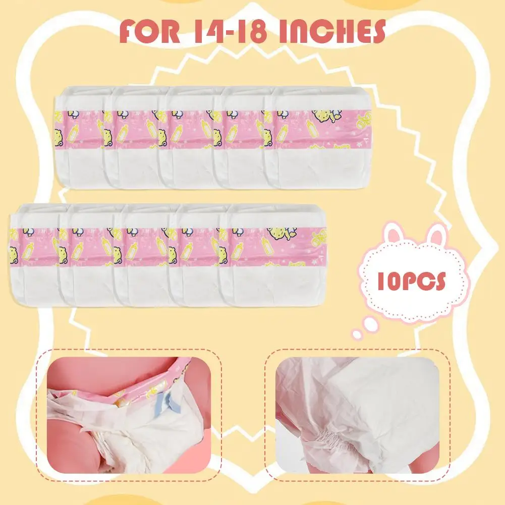 10pcs Diapers Baby Dolls Play House Diapers For 14-18 Inch Bebe Doll Accessories Toy Child Toy Gift Baby Dolls Decorate